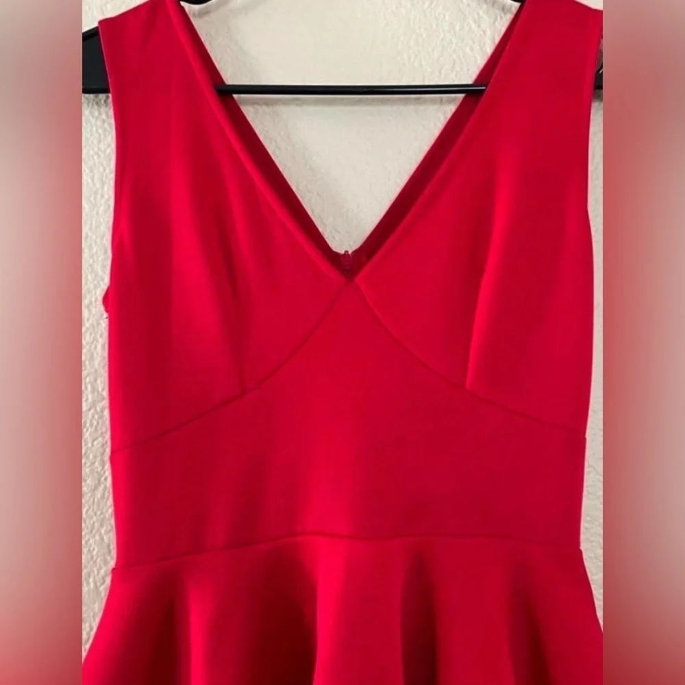 Red High Low Ruffle Dress Sleeveless V Neck Cocktail Party Homecoming- Size XS - Picture 3 of 4